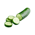 Whole and sliced cucumbers on a white background