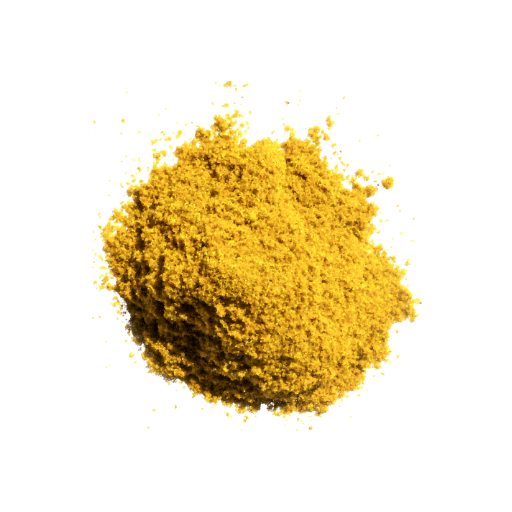 Yellow powder on a white background