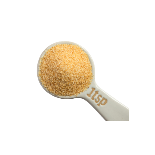 Spoon filled with yellow powder labeled 'ItSP' on a white background