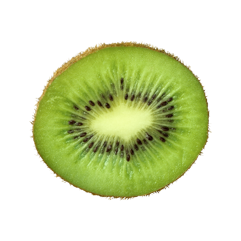 Sliced kiwi fruit on a white background