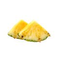 Two pineapple slices on a white background