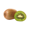 Whole and sliced kiwi fruit on a white background