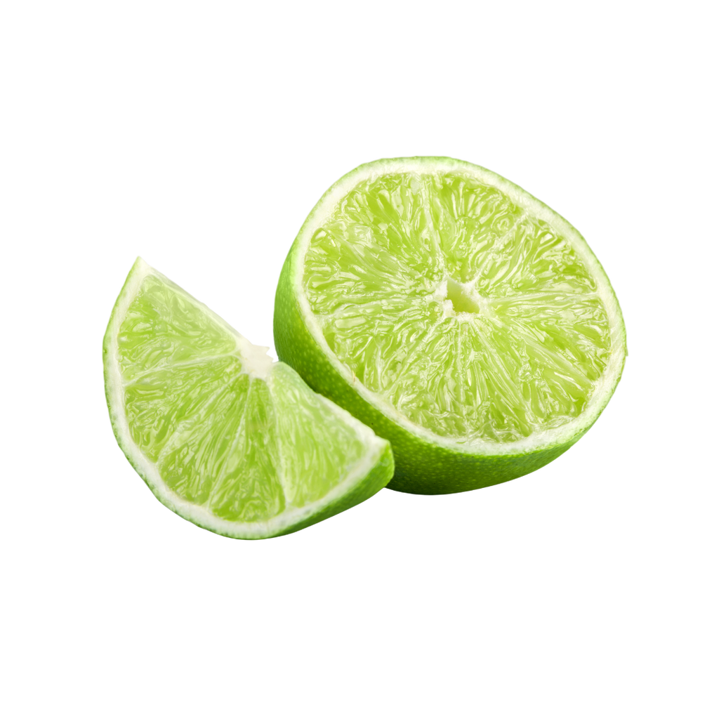 Sliced lime on a white background