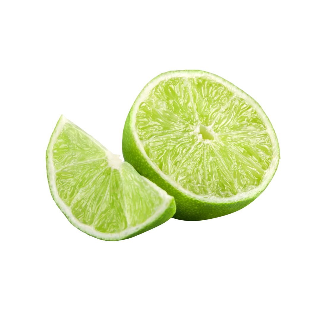 Sliced lime on a white background