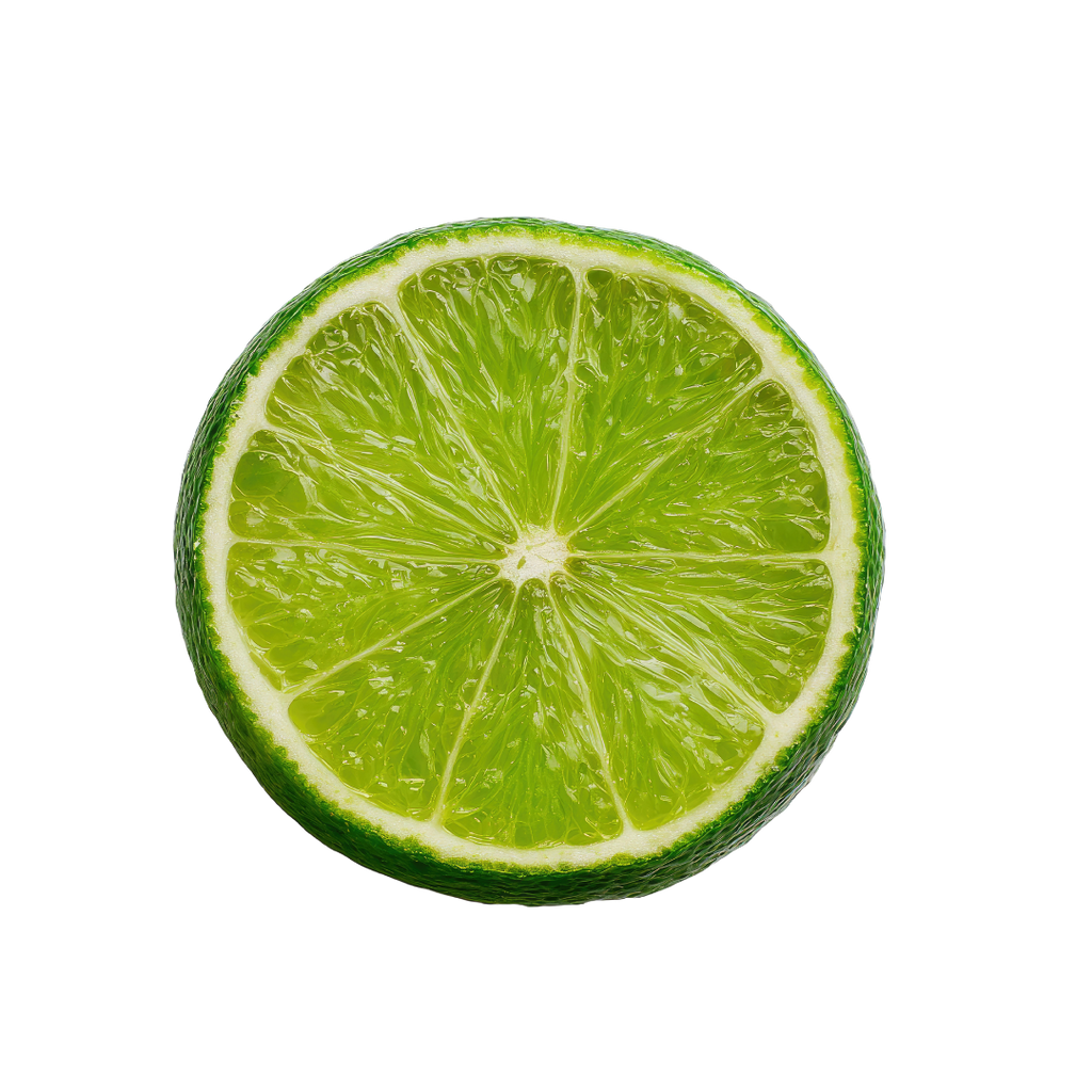 Half-cut lime on a white background