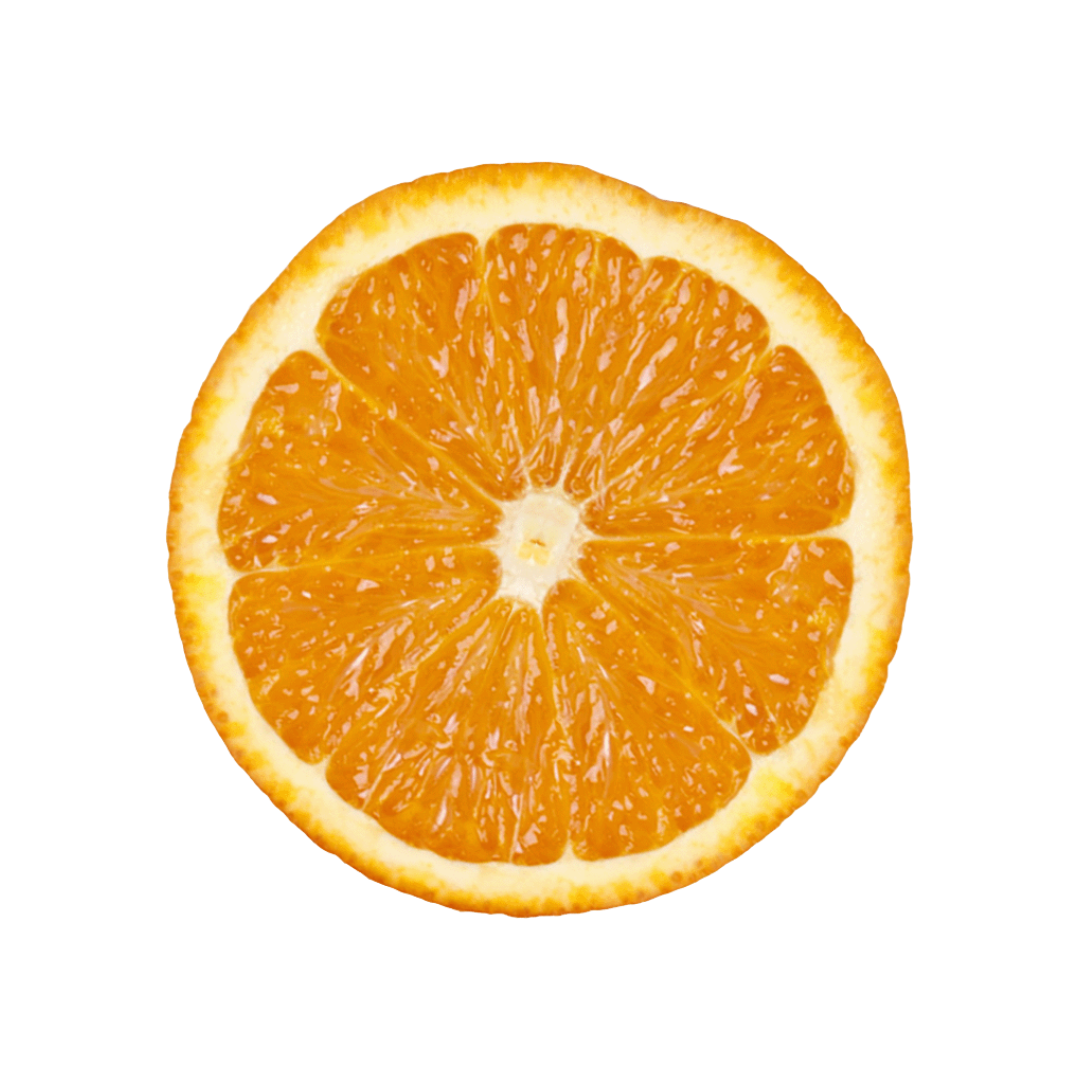 Sliced orange on a white background