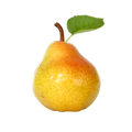 Pear with a green leaf on a white background