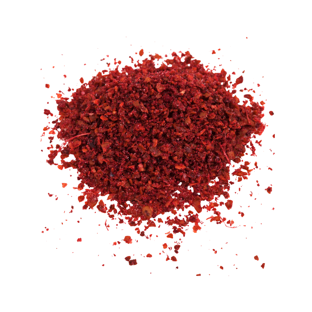 Red powder on a white background