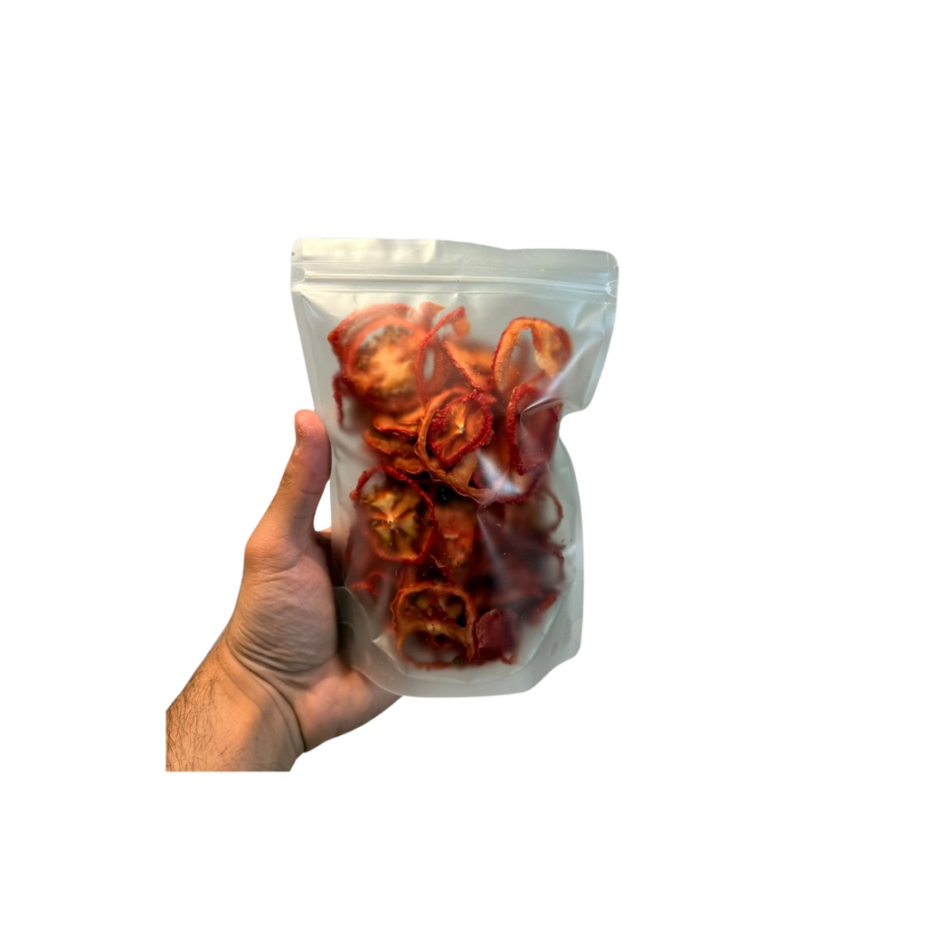 sliced and dried tomato in a package