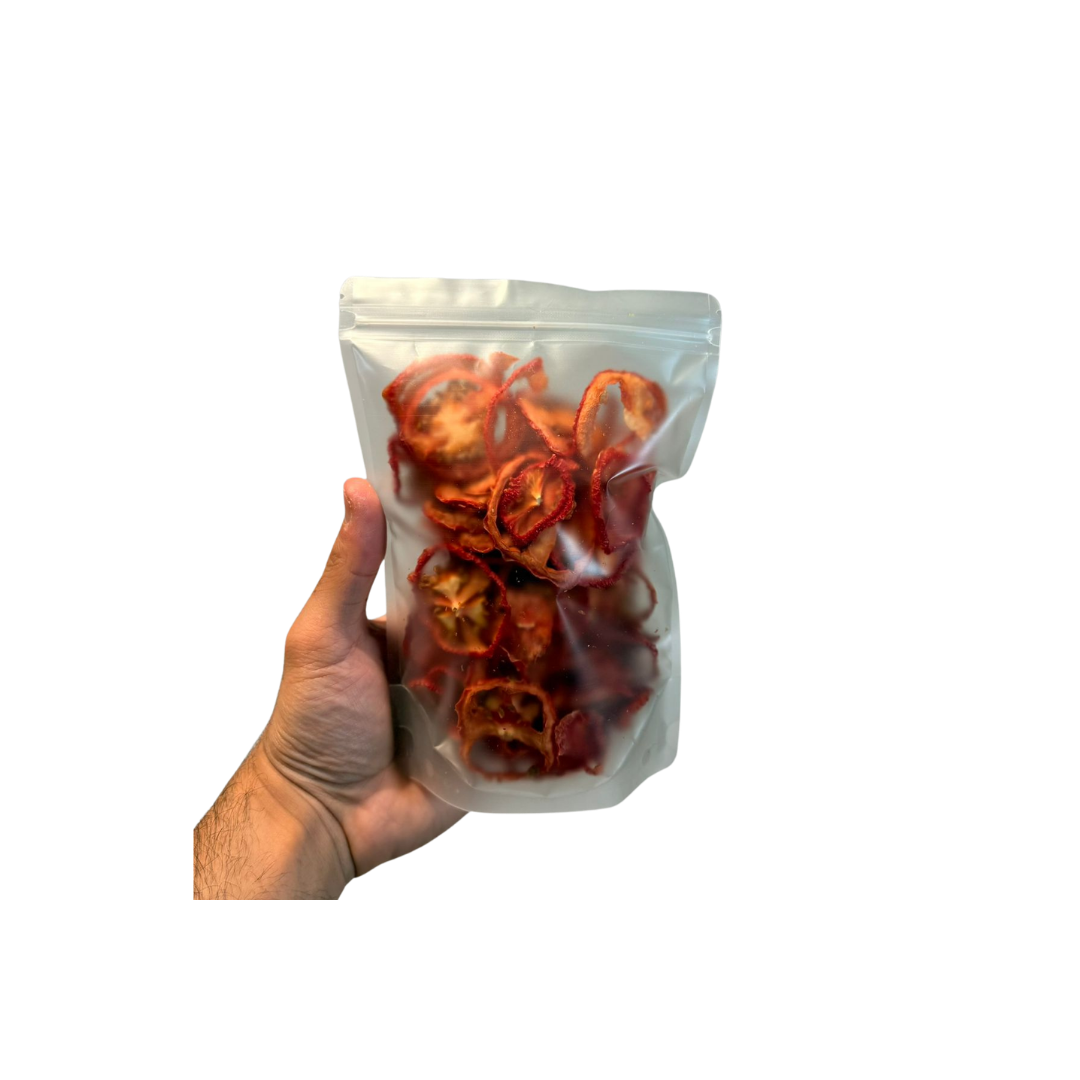 sliced and dried tomato in a package