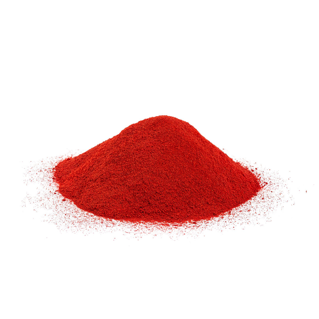 Pile of red powder on a white background